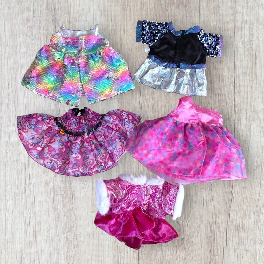 BABW Build A Bear Workshop Dress 5 Sequin Rainbow Tulle Holiday Party Fancy BAB